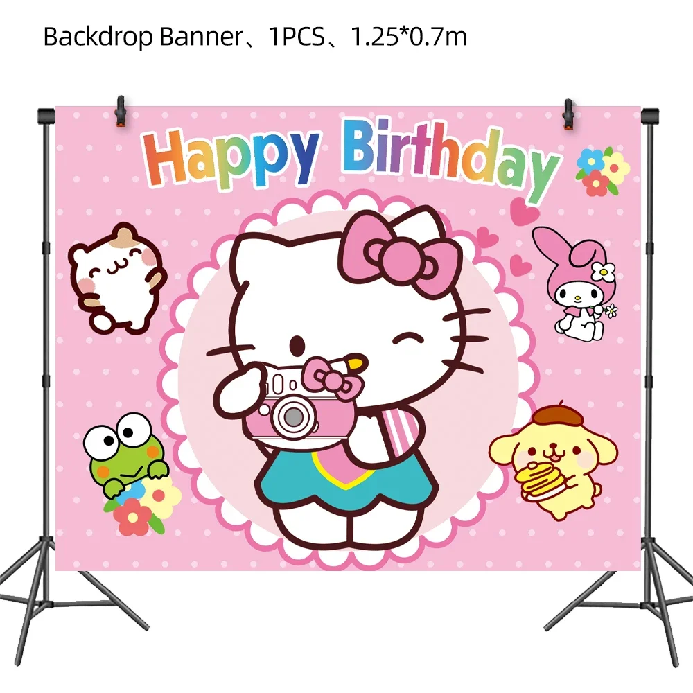 thumbnail image 1 of Juego de decoraciones para fiesta de cumpleaños de Hello Kitty con dibujos animados, vajilla desechable para niñas, vasos, platos, servilletas, pajitas, suministros para baby shower, 1 of 4
