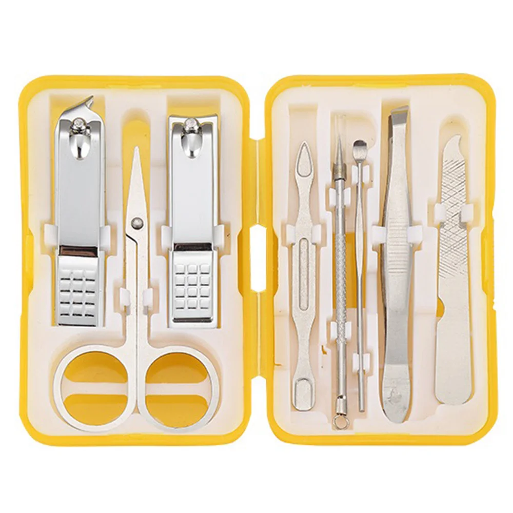 Nail Set 8 Pieces Stainless Steel With Coloful Plastic Box For Personal Nail Beauty