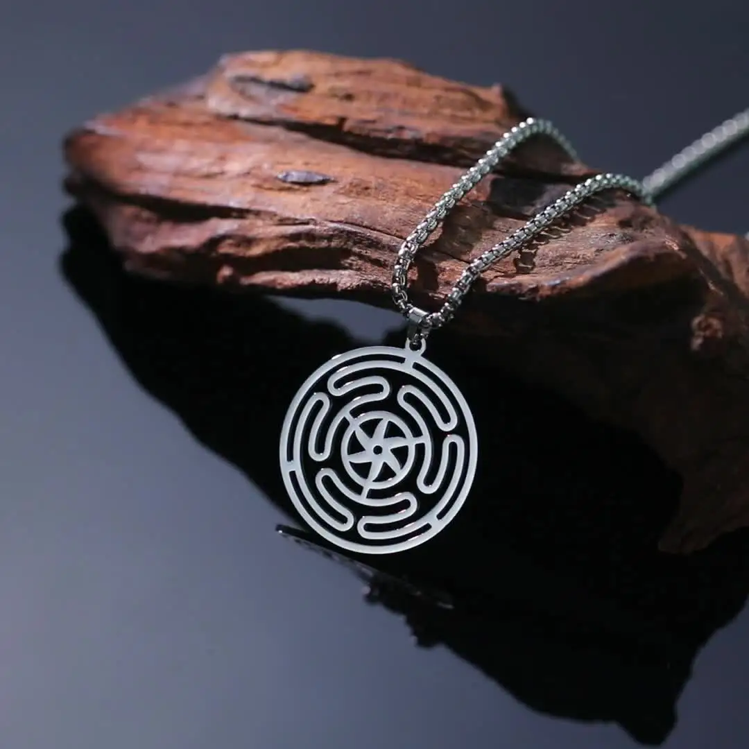 Hekate Wheel Strophalos Of Hecate Necklace Stainless Steel Pendant Strophalos Magic Symbol Logo Charm Femme Jewelry Gift I.1055231804