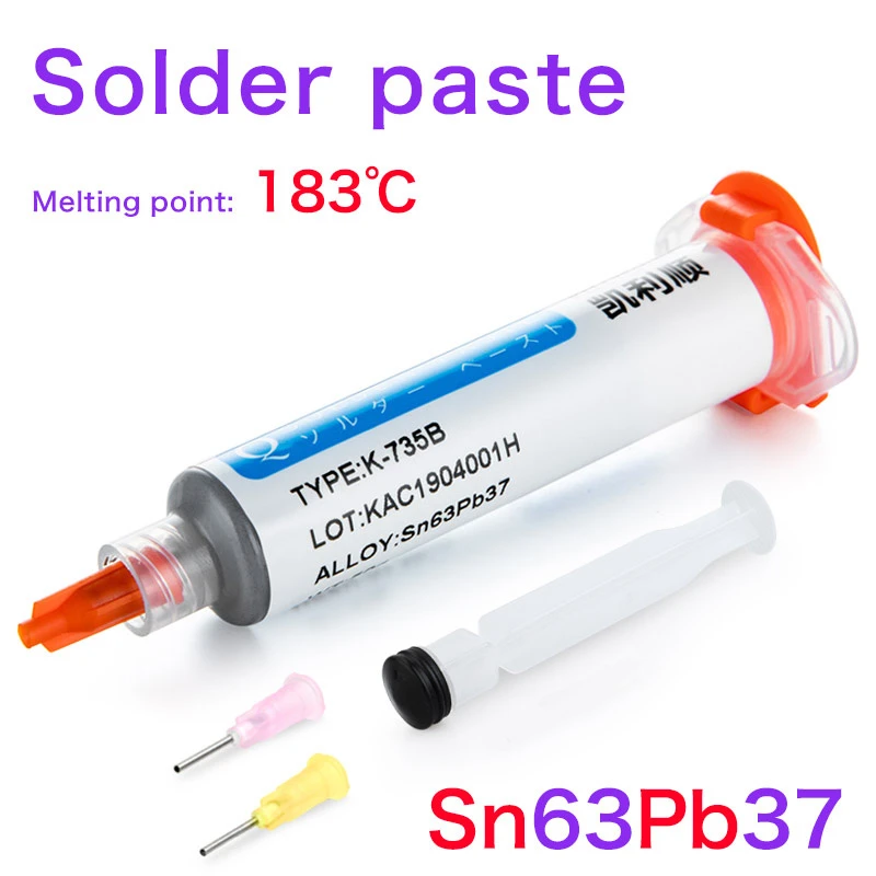 Solder Paste Sn63Pb37 Syringe Flux For Soldering SMD BGA IC PCB Needle Tube Tin Solder Paste  Welding paste Welding Components aluminum mig wire