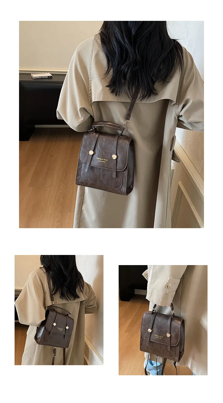 حقيبة ظهر نسائية عصرية بسيطة حضرية متعددة الوظائف حقيبة مربعة صغيرة حقيبة ركاب كتف مزدوج حقيبة كروسبودي