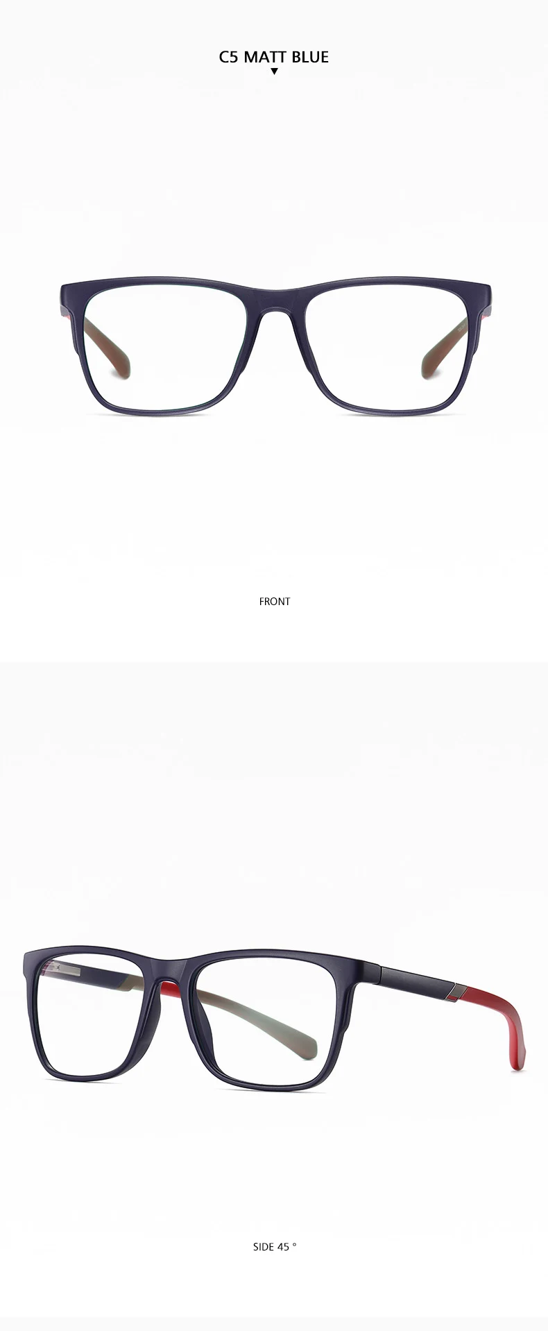 Progressive Reading Glasses – Men's Rectangle Eyeglass Frames with Transparent Eyepieces