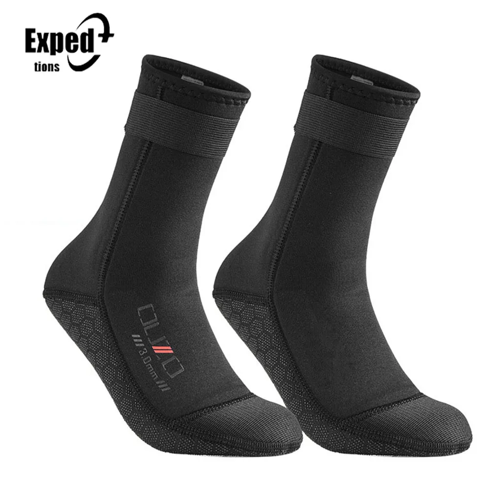 OUZO Wading Snorkeling 3mm Non-Slip Diving Socks Adults Wear Resistant Beach Thick Warm Winter Swimming Surf