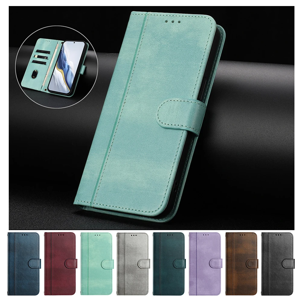 Vintage Leather Flip Phone Wallet Case with Stand Cover