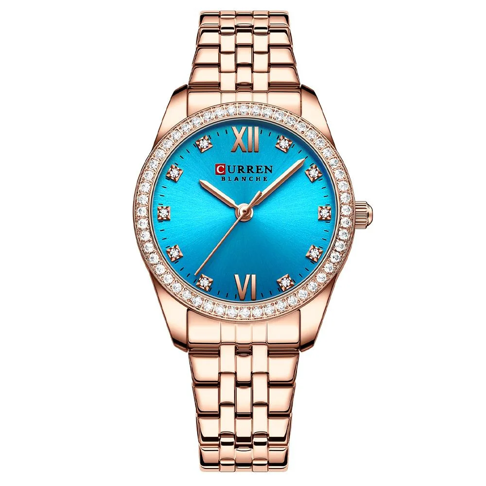 Light Luxury Quartz Watch Women\'s Simple And Ultra Thin Stainless Steel Luxury Shiny Rhinestone Dial Women\'s Watch 9086