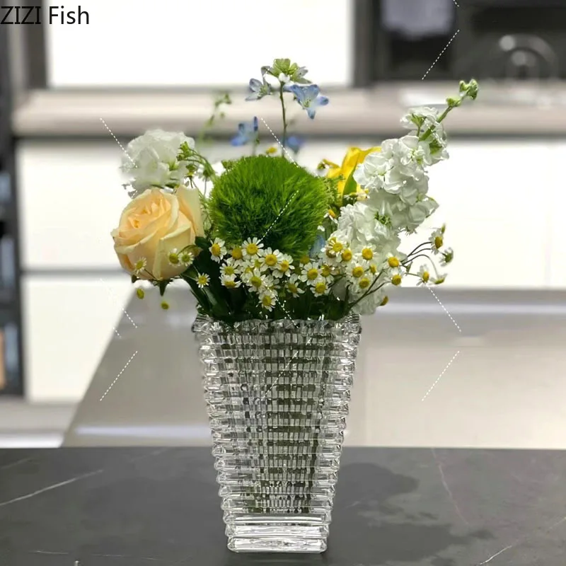 Bright Crystal Vase Terrarium Decor Transparent Glass Flower Pots Decorative Flower Arrangement Desk Decoration Hydroponics Vase 2