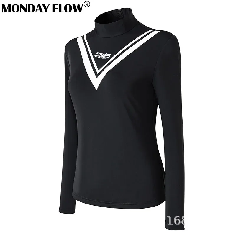 Monday Flow Spring/Autumn Golf Women's Outdoor Sports Shirt Comfortable Versatile Long Sleeve T-shirt Lady Slim POLO Shirt Top