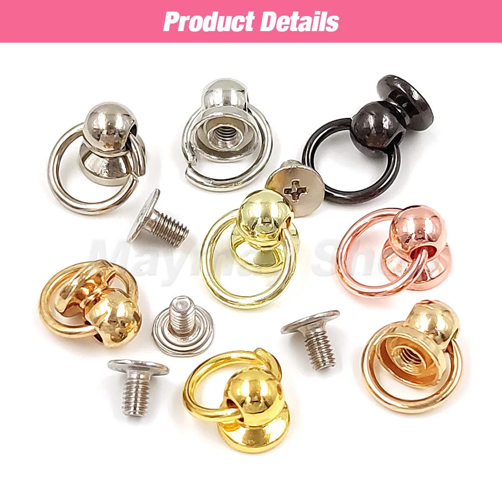 Jewelry Making Supplies Craft Supplies 20set 7/8/10mm Metal Chicago Screw Rivet Ball Post Screwback With O Ring Stud For Leathercraft Phone Case Decoration Accessories