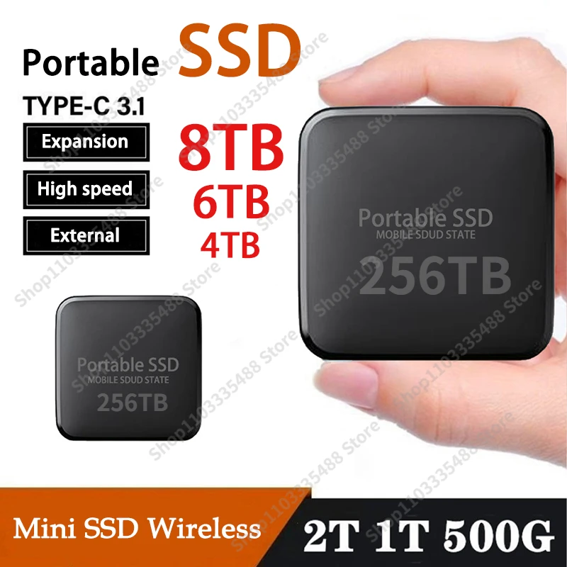 

Portable SSD 1TB 2TB 4TB 8TB 256TB USB 3.1 Type C External Hard Drive Solid State Storage Mobile Disks For Desktop Laptop PS5