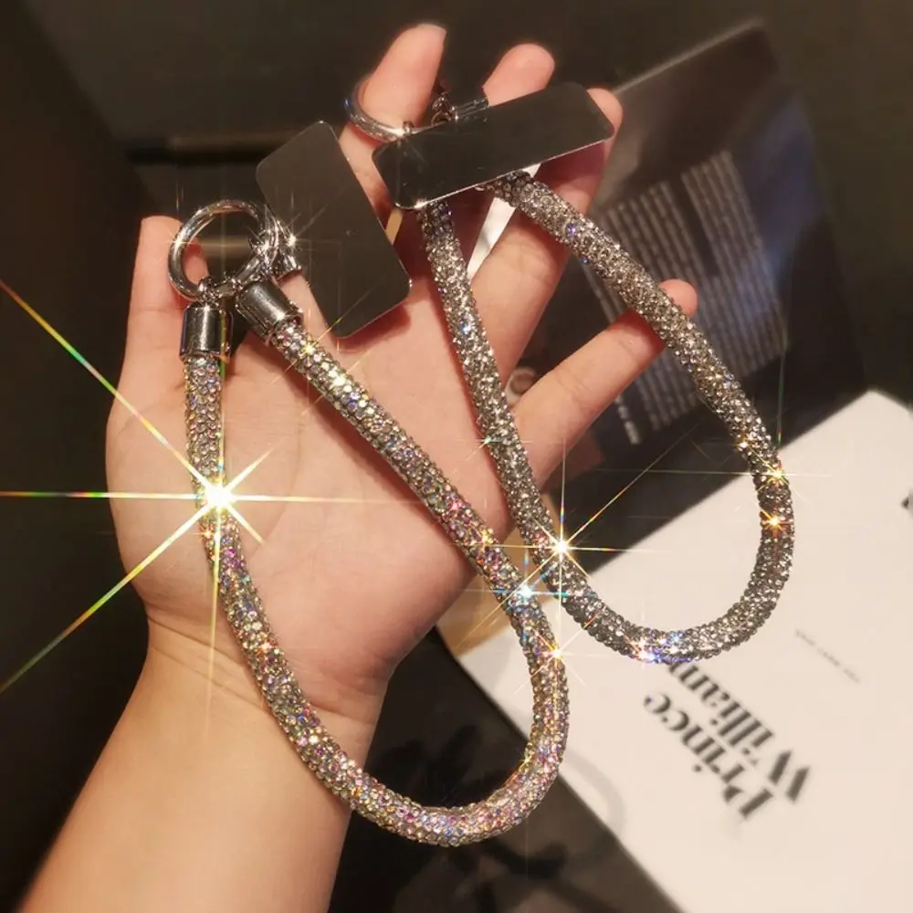 Trendy Glitter Rhinestone Phone Lanyard Bright Bling Bling Phone Wrist Straps Anti-lost Wrist Rope Phone Accessories