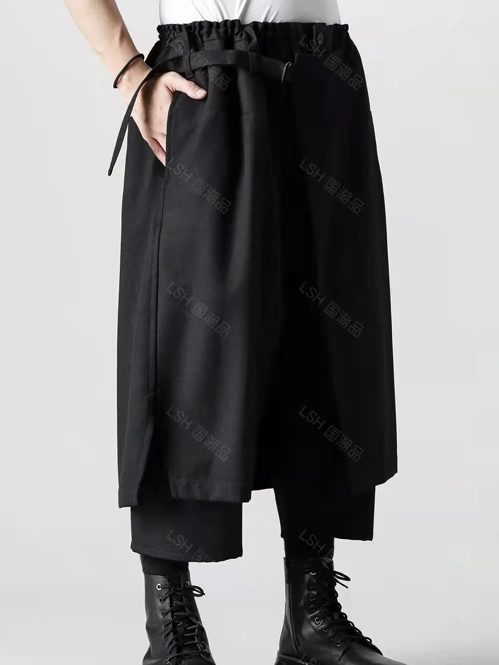 27-46 Men Women's Clothing Yamamoto Yoshi Style Dresses Woolen Double Layer Skirt Pants Culottes Plus Size Costumes