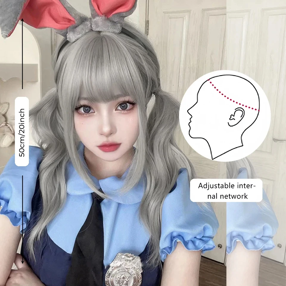 Silver Ash Long Deep Wave Synthetic Wig For Women