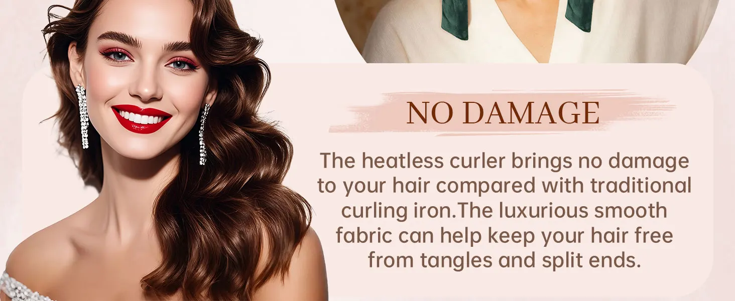 The velvet hair curler helps protect your hair while you sleep.