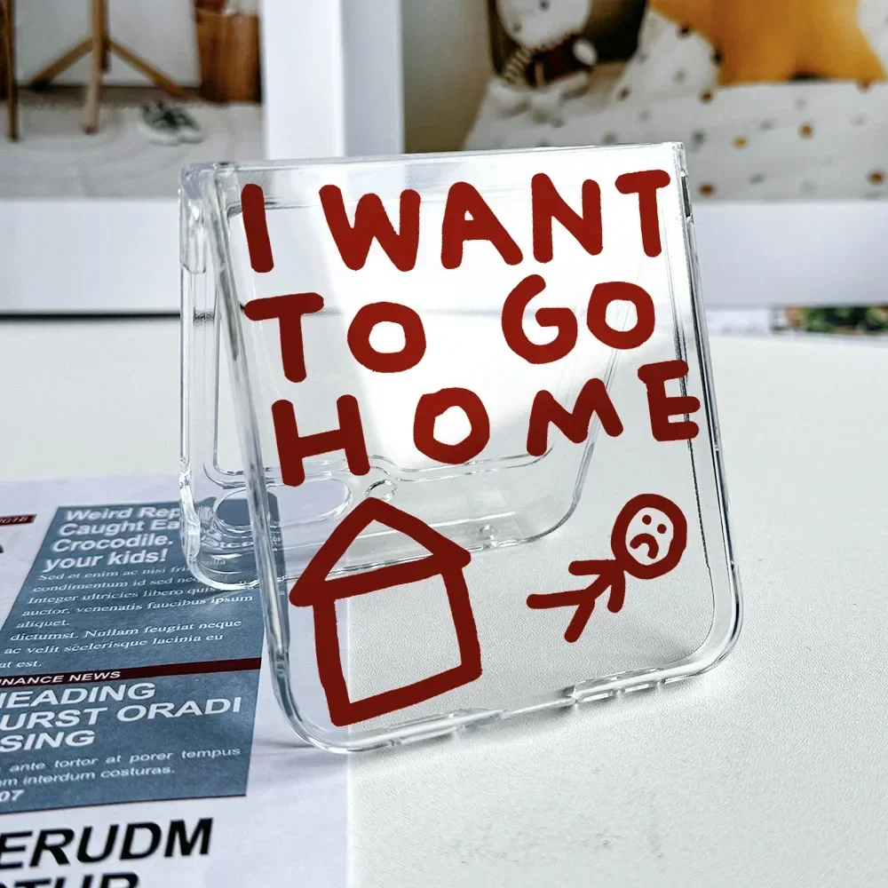 I WANT TO GO HOME' Transparent Patterned Clear Phone Case