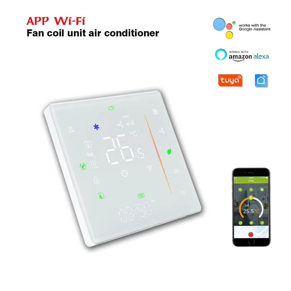 2 pipe 4 pipe ventilador coil termostato tuya wifi 05
