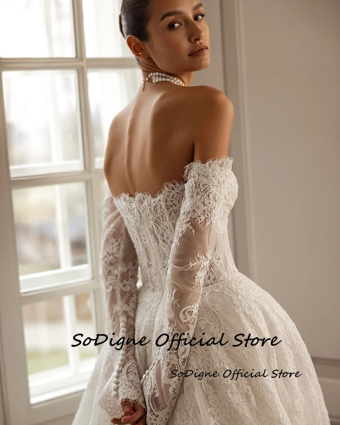 SoDigne A-line Lace Wedding Dresses Sweetheart Long Sleeves Bride Dress Long Wedding Gown vestidos de novia 2026 Customized 11 Sa977b7cbfebb49bd9acd81ef08c96e07A