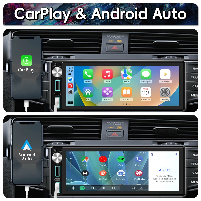 1Din Car Radio Stereo 6.86 Inch Carplay Android Auto Multimedia Video Player IPS