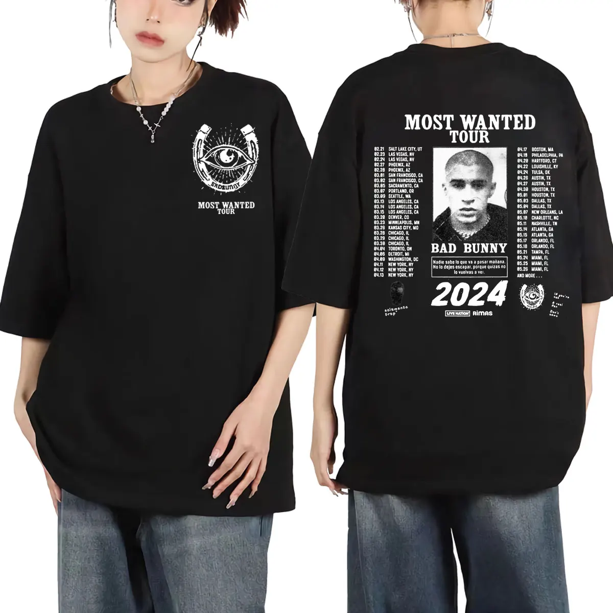 Rapper Bad Bunny Album Nadie Sabe Lo Que Va A Pasar Mafranana Magliette Grafiche T-Shirt Unisex Hip Hop Rap T-Shirt Oversize In Cotone