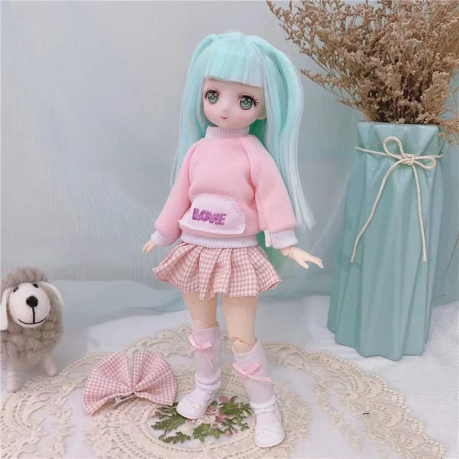 BJD Girl Dolls 30cm Kawaii 6 Points Joint Movable Dolls With Fashion Clothes Soft Hair Dress Up Girl Toys Birthday Gift Doll New