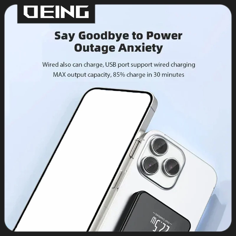 2025 New 10000mAh Macsafe Powerbank 15W Magnetic Wireless Power Bank 22.5W Fast Charger Portable External Auxiliary Battery Pack 5