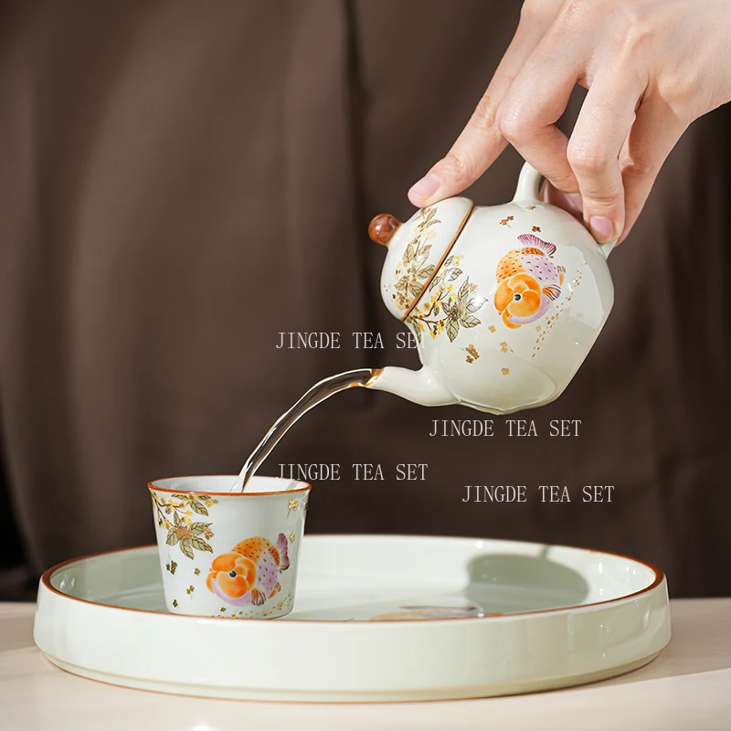 Ceramic Osmanthus Goldfish Master's Cup High End Household Tea Cups Kungfu Tea Set New Chinese Style Drinking Utensils