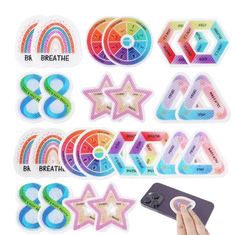 

Sensory Stickers 24pcs Sensory Adhesives Tactile Rough Waterproof Aesthetic Rainbow Stress Stickers Mood Support For Relaxation
