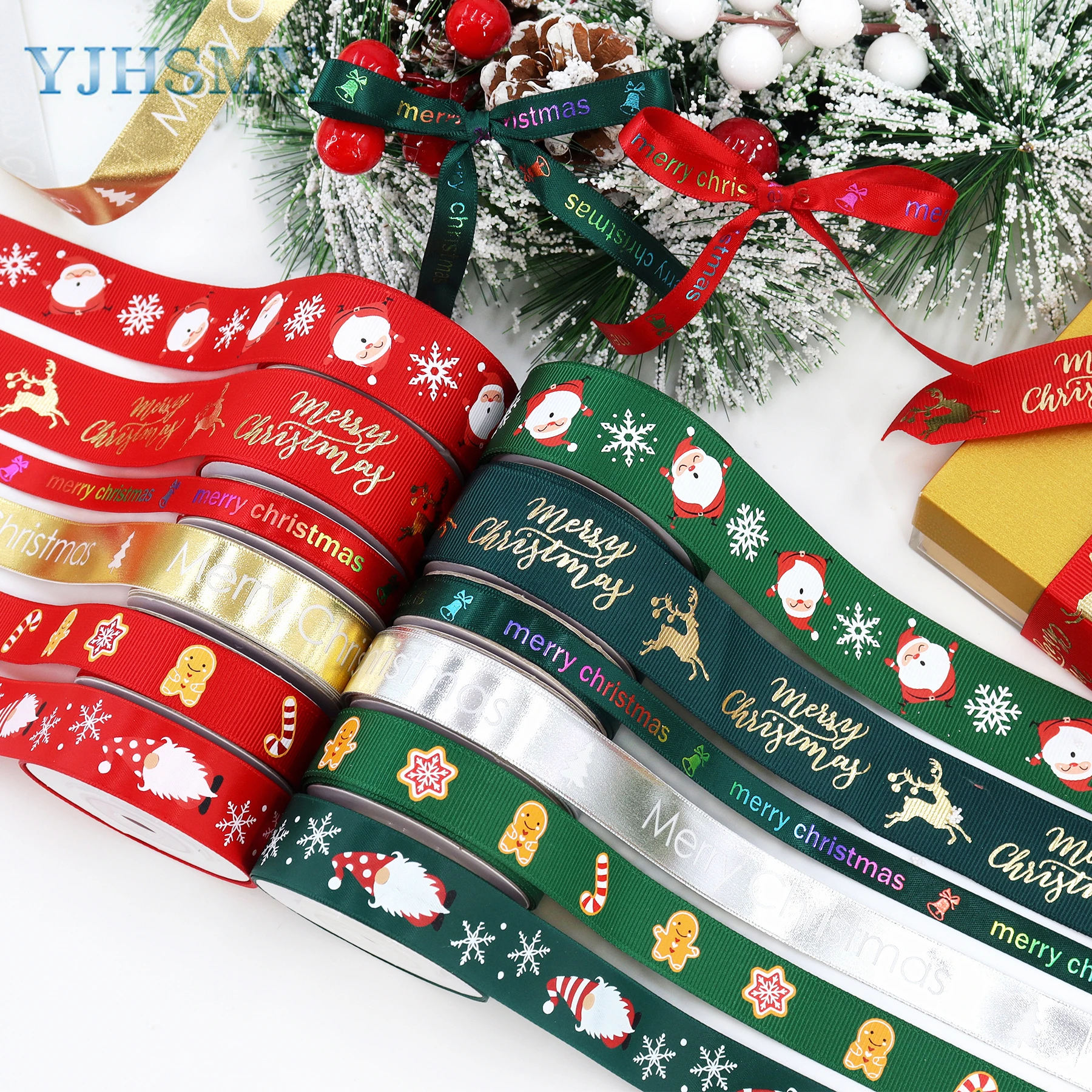 Christmas Gift Pack Ribbon Ribbons 100 Yards/Roll Grosgrain Ribbons Xmas  Santa Snowman DIY Sewing Gift Pack Ribbon Ribbon From Esw_house, $16.92