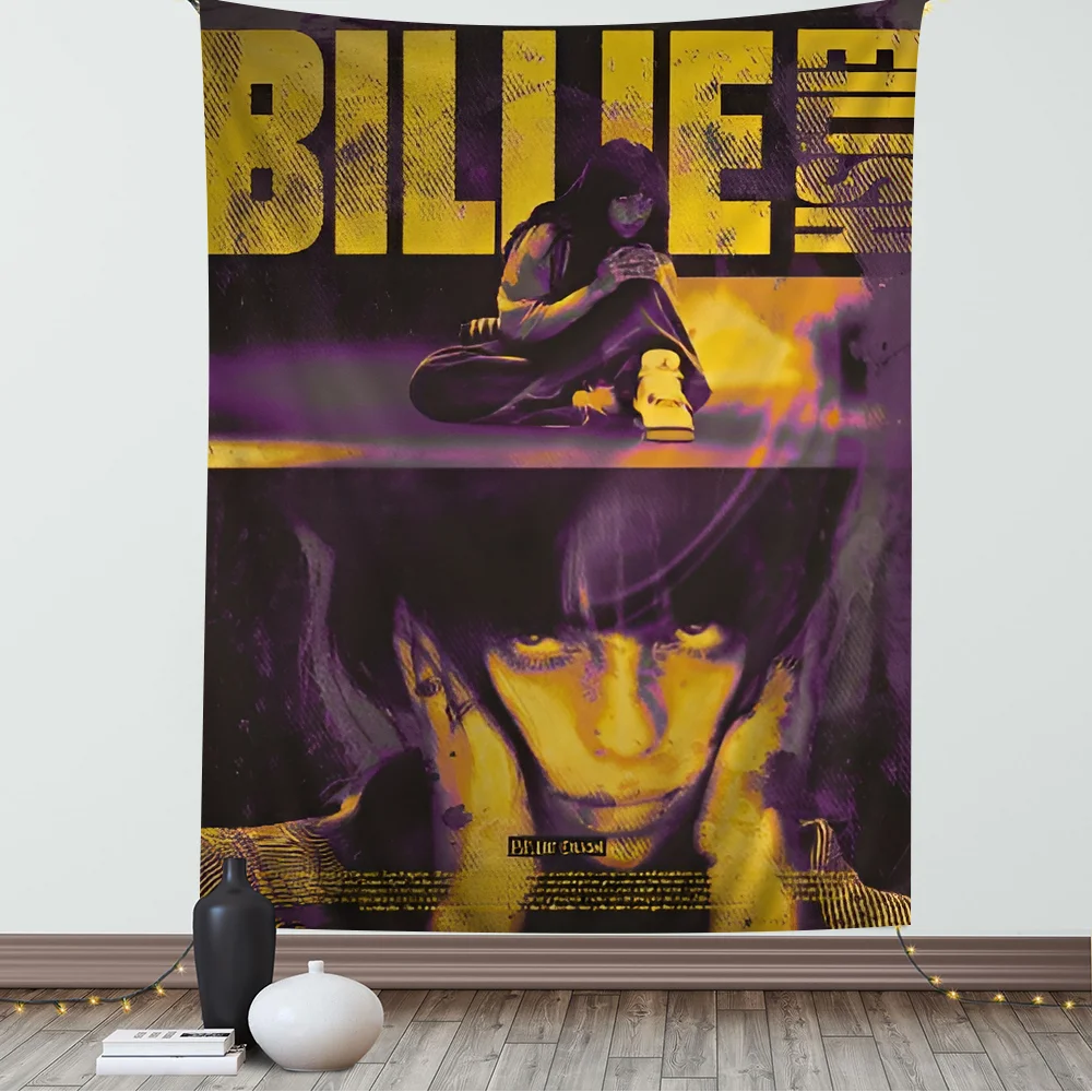 B-Billie E-Eilish Tapestry Art Printing Japanese Wall Tapestry Anime Wall Hanging Home Decor tapestry decor anime wall decor
