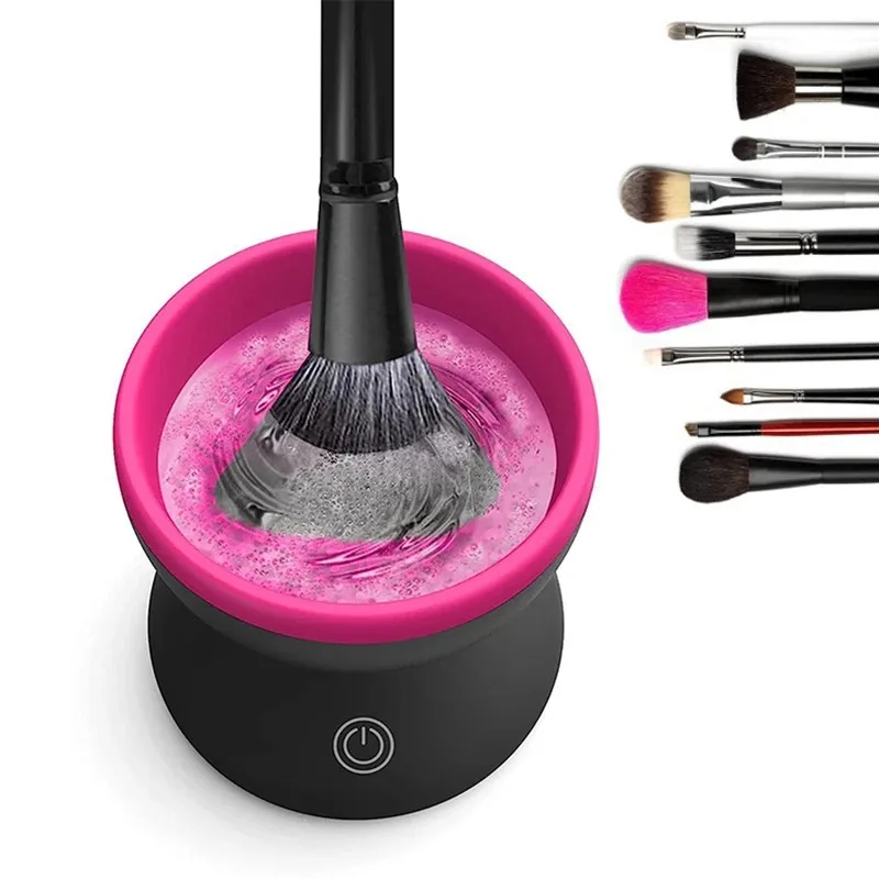 Makeup Brush Cleaner Machine, Beauty Tool Two Gears Speed and Dehydration Function Deep Cleaning Box，Travel Portable Automatic