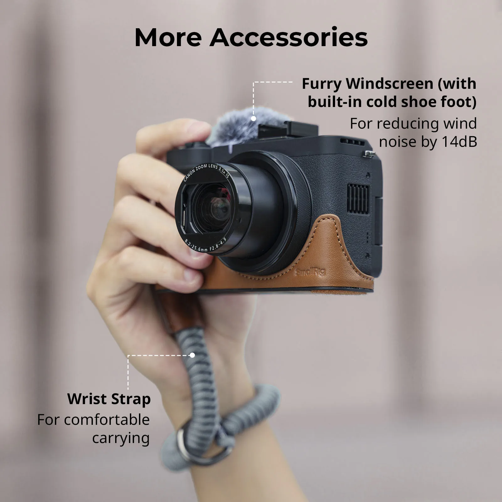 PowerShot V1 Camera Leather Case Kit for Canon PowerShot V1, with Wrist Stra & F