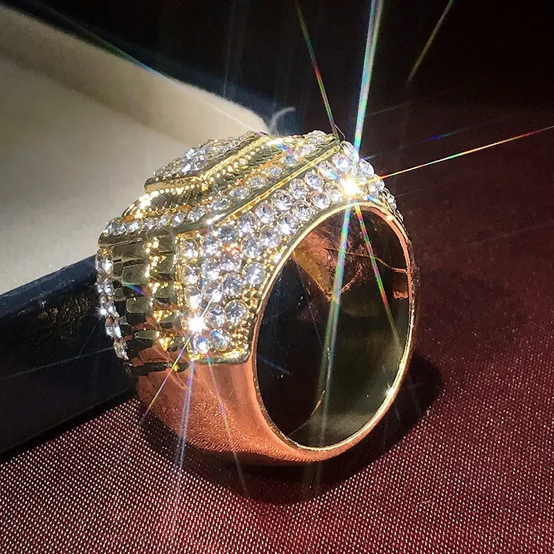 Finger Ring Exquisite Shiny Full Zirconia Ring Business Cocktail Party Jewelry Men Women Banquet Birthday Gifts