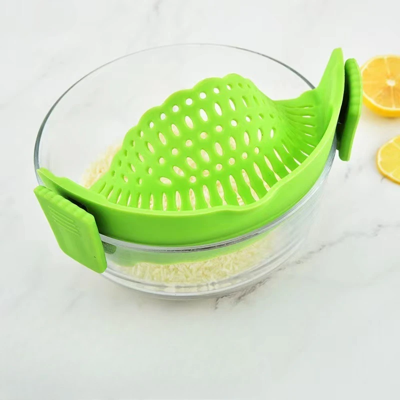 Universal Silicone Clip-on Pan Pot Strainer Anti-spill Pasta Pot Strainer FoodGrade Rice Fruit Colander Strainer Kitchen Ltems