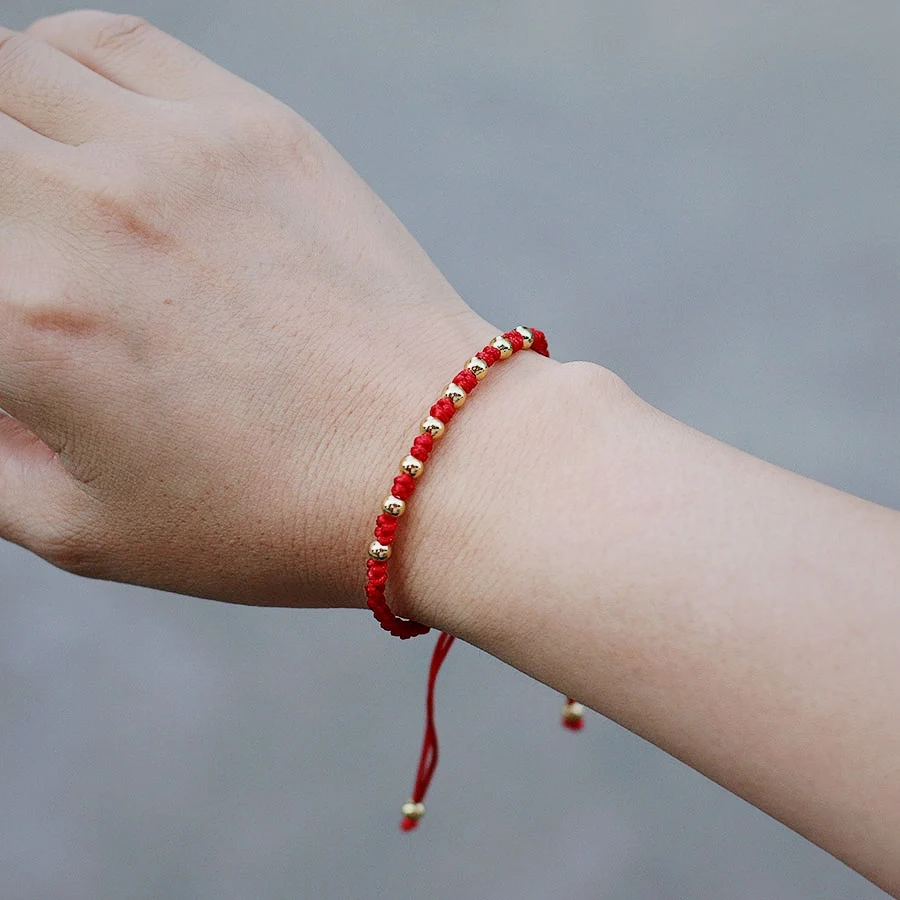 Red Macrame Lucky Thread Bracelet for Women Adjustable