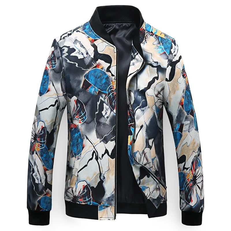 

Autumn New Men Baseball Collar Printed Jacket Large Size 6XL Men's Daily Bar KTV High Street Party Casual Coats