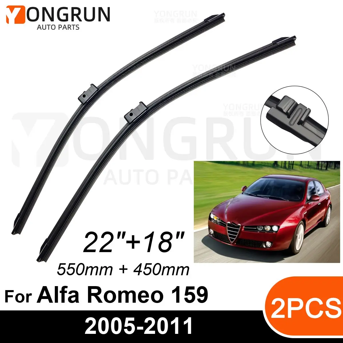

Стеклоочистители для Alfa Romeo 159 2005-2011, 22 + 18 дюймов