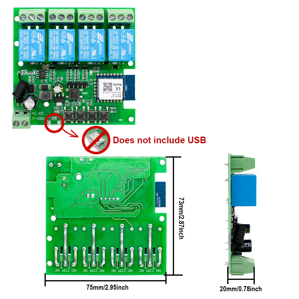 Smart Home Automation WiFi Relay Controller with APP Remote Control and Voice Assistant Compatibility