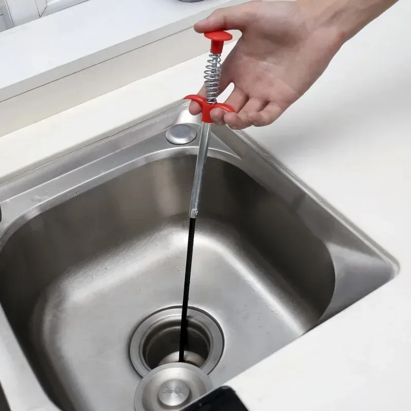 

Stainless Steel Sewer Pipe Unblocker Bathroom Hair Sewer Sink Cleaning Tools Snake Spring Pipe Dredging Tool Kitchen Accessories