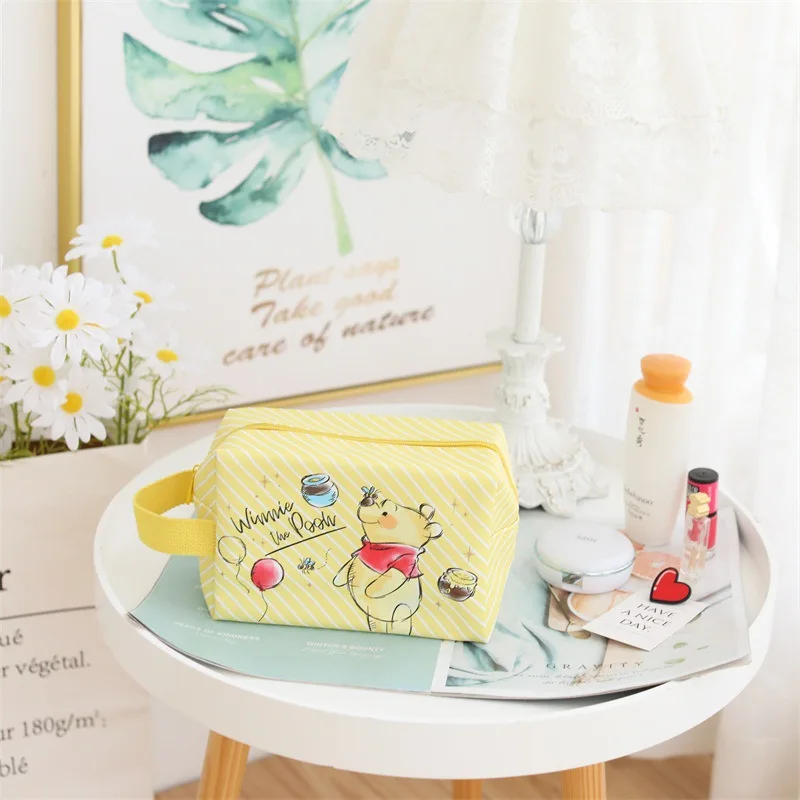 Disney-Bolso de cosméticos de gran capacidad con dibujos animados para mujer, bolsa de almacenamiento multifuncional de gran capacidad, con cremallera, de PVC duradero