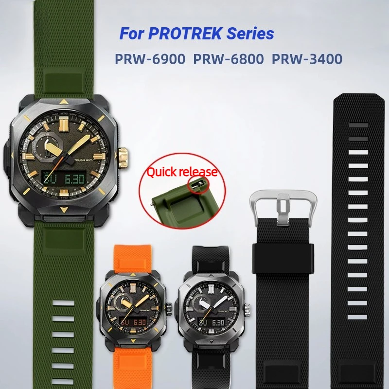 Correa de silicona para reloj Casio PROTREK, pulsera de liberación