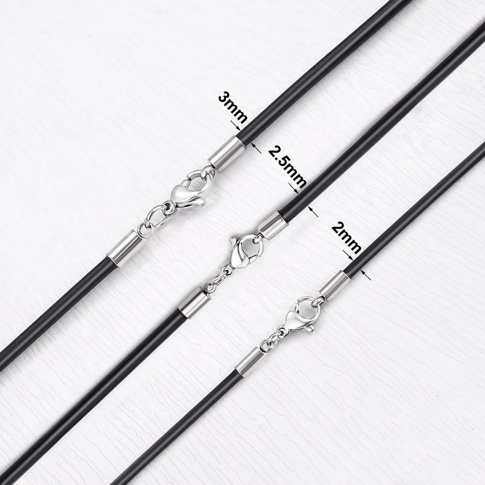 45/50/55/60cm Black Rubber Leather Chain Necklace For Women Men