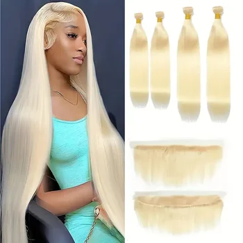 Straigh 613 Blonde 1/3/4 Brazilian Hair Bundles Straight Weave Remy 613 Human Hair Weft 24 26 28 30 32 34 36 38 40 Inch Bundle 1