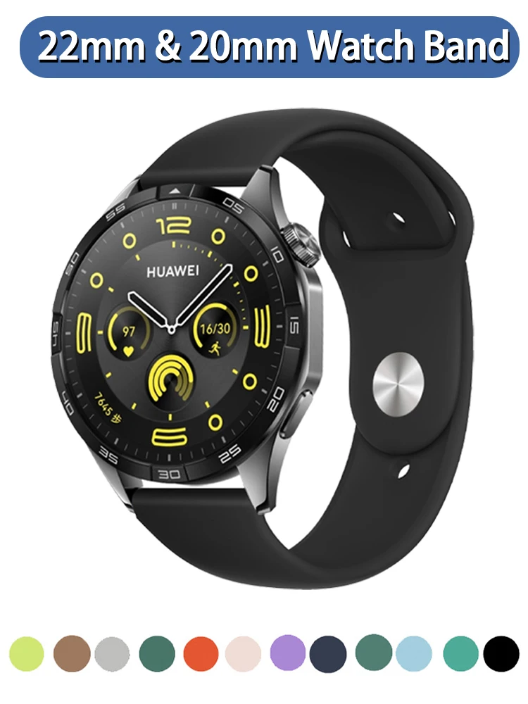 Premium Silicone Watch Band - Compatible with Various Smartwatches, 20mm/22mm
