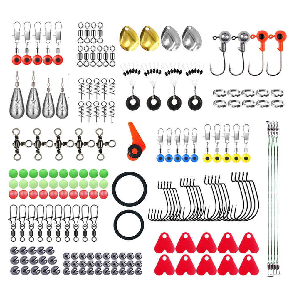 Description Picture 6 of item187pcs Fishing Set Including Jig Hooks Sinker Weight Swivels Snaps Fishing Accessories Kit Bass Trout Carp Fishing Accessories