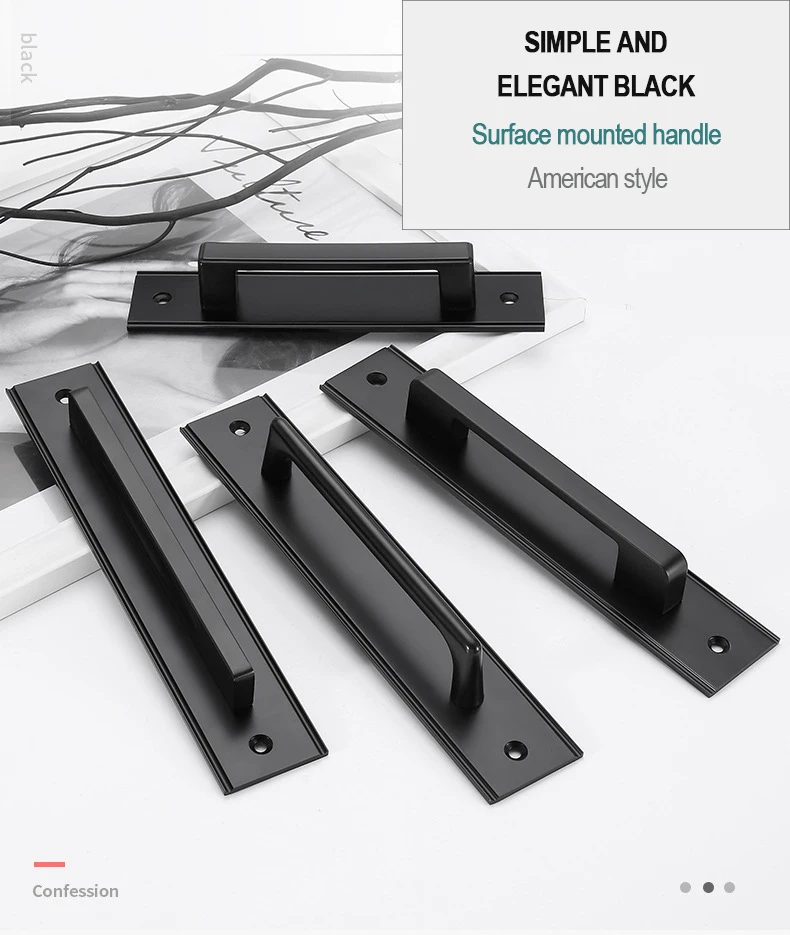 VARMSTUGA-Alloy Alloy Black Door Handles, Door Puxa