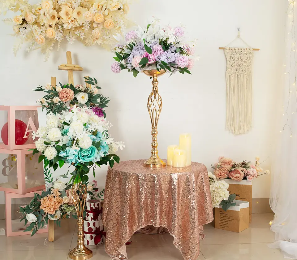 Centros de mesa de boda para mesas de recepción, candelabros giratorios,  jarrones de arreglo floral de boda, centros de mesa de metal, 1 ud. -  AliExpress, image size:960x840