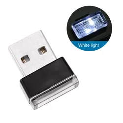 Vibrant LED Interior Car Atmosphere Lights - Mini USB Neon Accent Lamp (White)