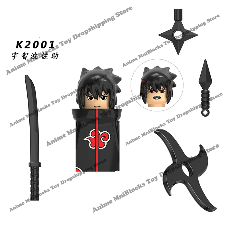 Naruto Sasuke Kakashi Akatsuki bricks Building Blocks Anime cartoon Mini Action Figures Heads Assembly Toys kids Birthday Gifts