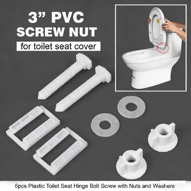 6pcs 범용 변기 시트 나사 키트 플라스틱 변기 시트 고정 볼트 나사(너트와 와셔 포함) 브래킷 고무 액세서리