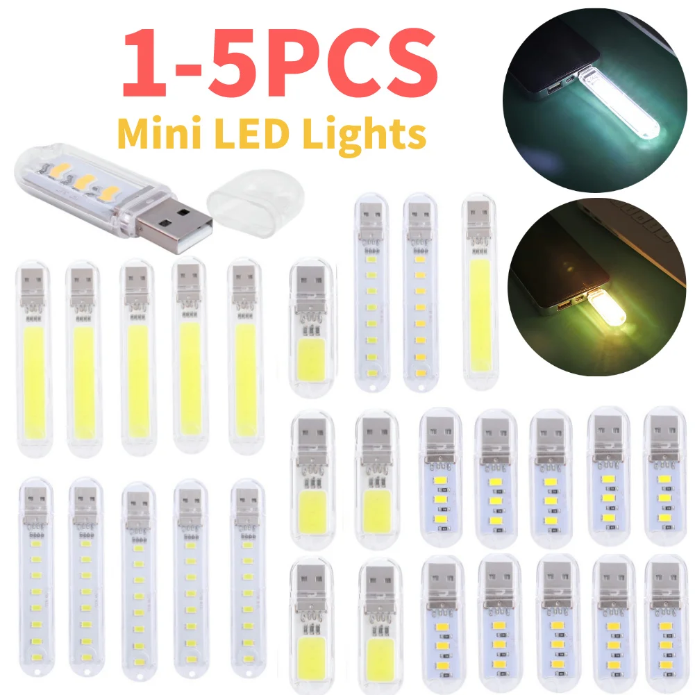 1-5PCS USB Reading Book Lamp LED Mini Portable Book Light DC5V Ultra Bright 3/8LEDS Lights For Power Bank PC Laptop Notebook led light,book light,mini led light