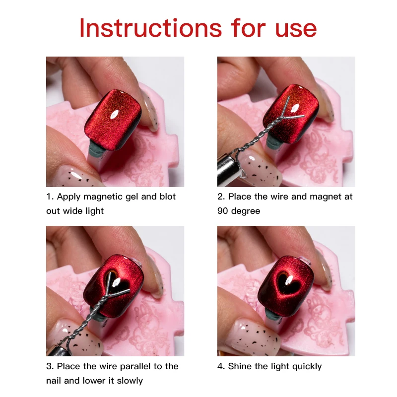 6-piece Heart-shaped Cat Eye Magnet Stick Set Nail Art Tools DIY Magnet Stick Magnetic Polish Effects Nail Art Supplies Magnetic Nail Art Tools Cat Eye Nail Tool Magnetic Nail Tools Magnetic Nail Pen